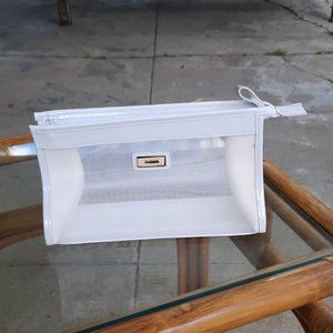 Guess white nylon zip pouch bag